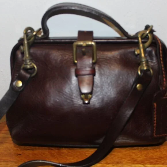 OLD TREND Vintage Leather Framed Satchel Handbag Crossbody Bag - Picture 2 of 11